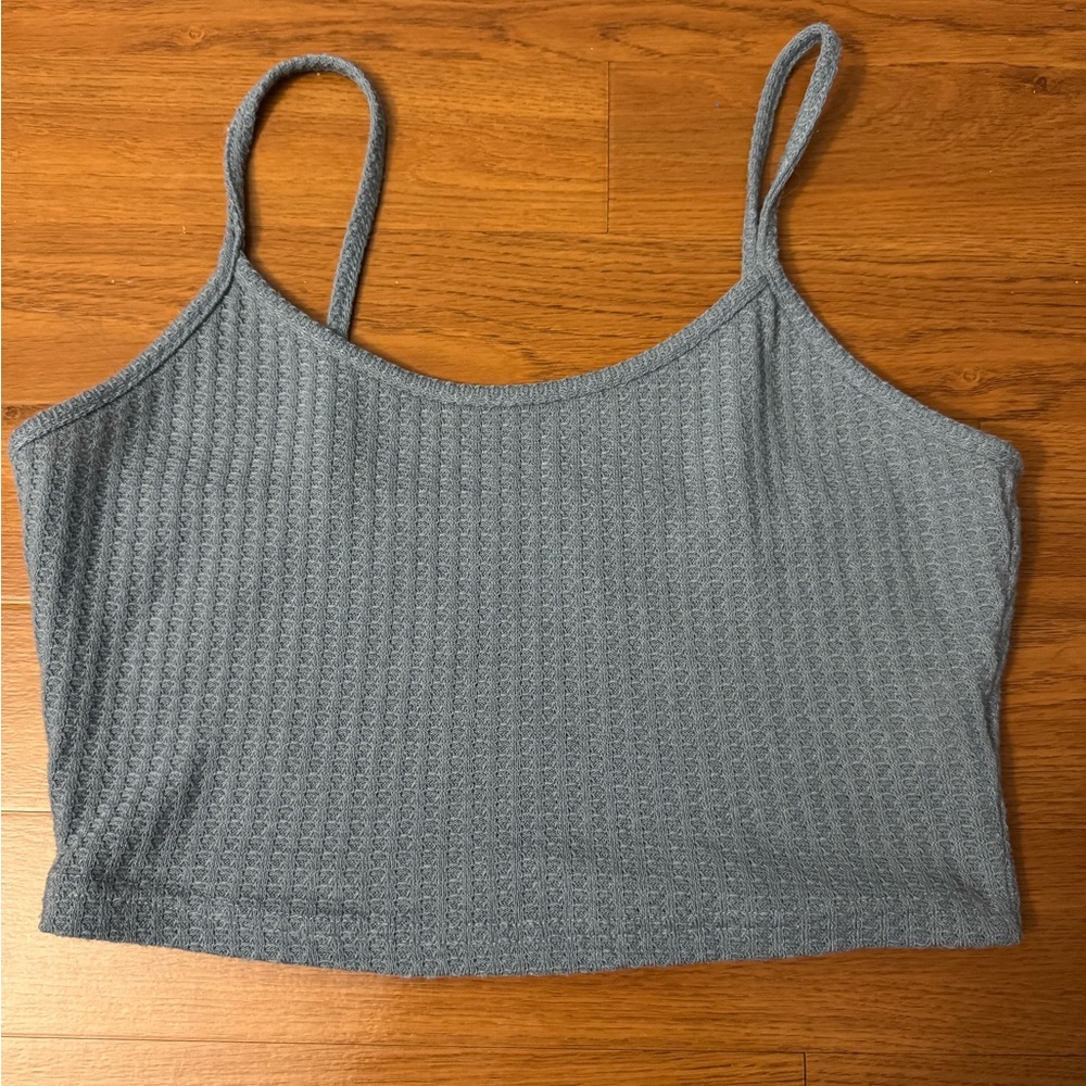 Blue Textured Crop Top
